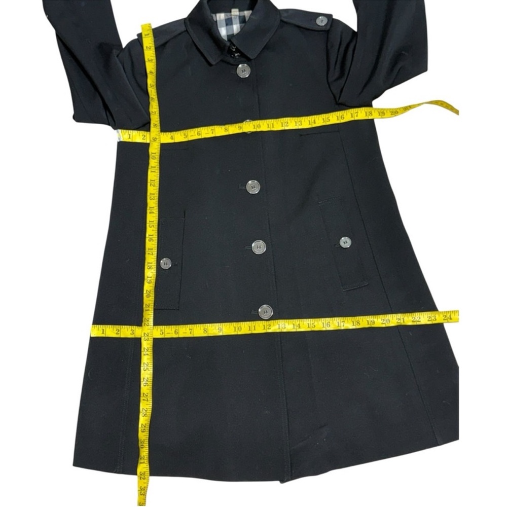 Burberry London Black Short Camden Heritage Car Coat Nova Check Lining Size 6 - Picture 10 of 14